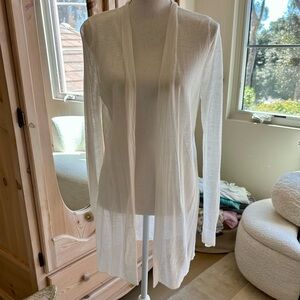 LOFT Sheer White Long Cardigan